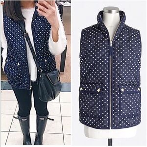 J Crew Factory Polka Dot Quilted Puffer Vest